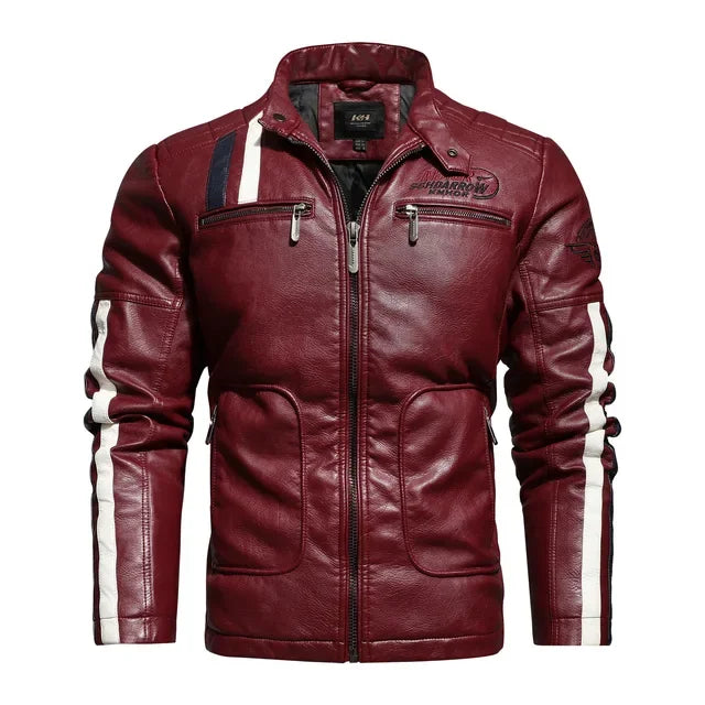 Jackets Patchwork Vintage Overcoat Biker PU Embroidery Bomber Zipper Fleece Jackets Male Autumn Men's Motorcycle Leather Jacket