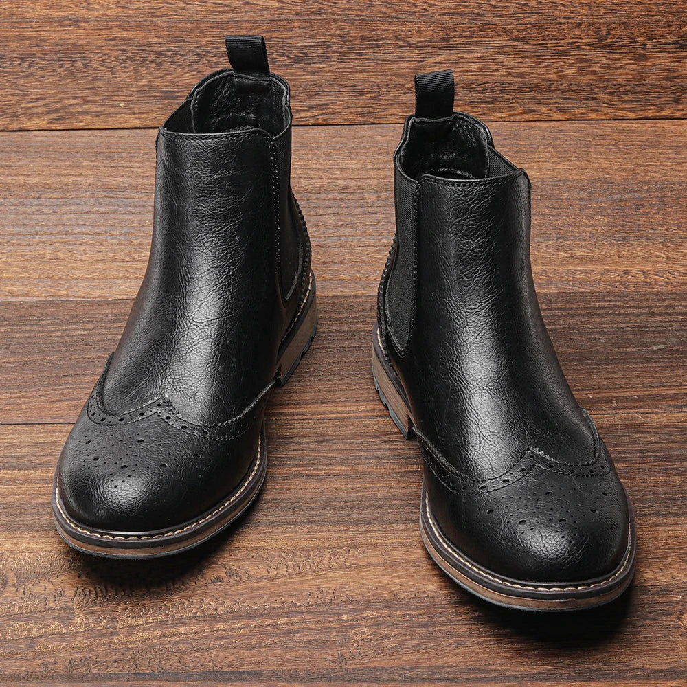 Men's Classic Chelsea Ankle Boots - Timeless Brogue Style Footwear