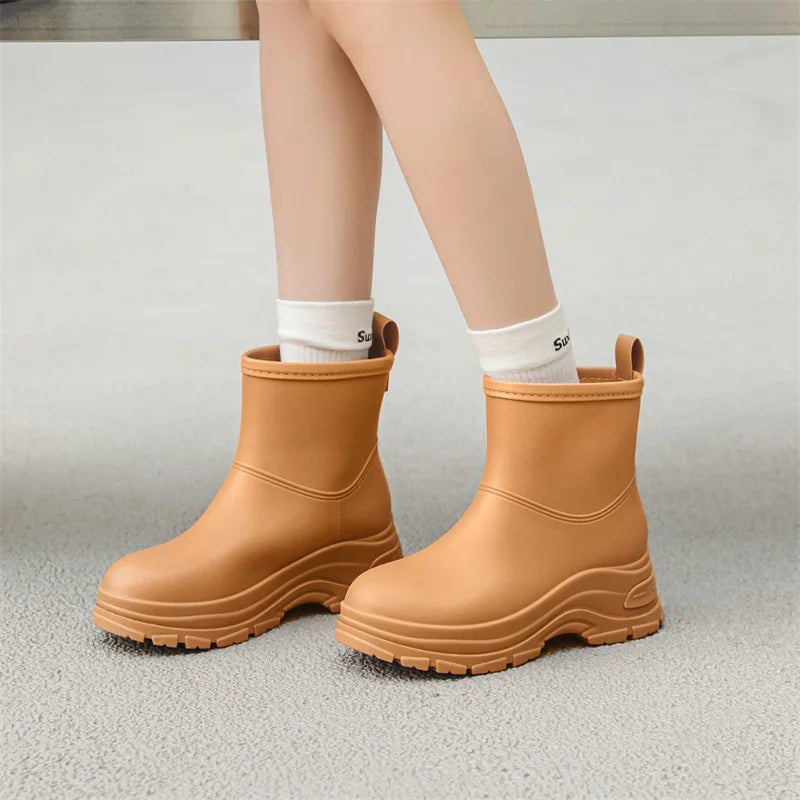 Women's Waterproof Mid-Calf Boots - Slip-Resistant Thick Outsole for Ultimate Comfort and Stability
