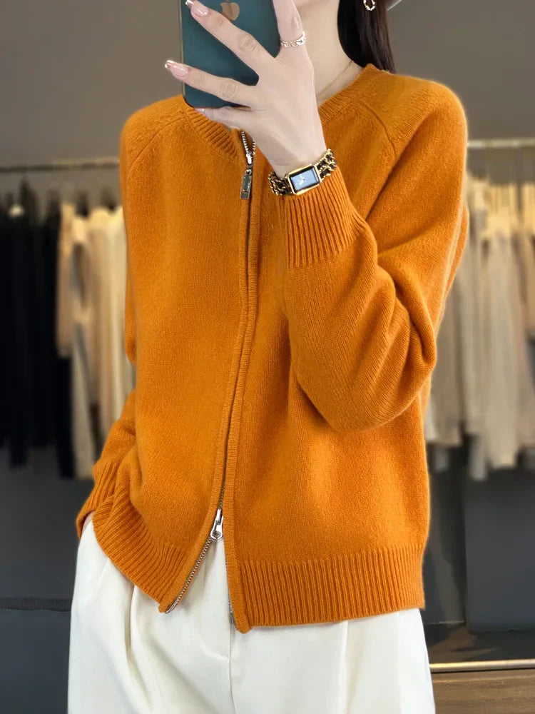 Cotton Zip Up Sweater