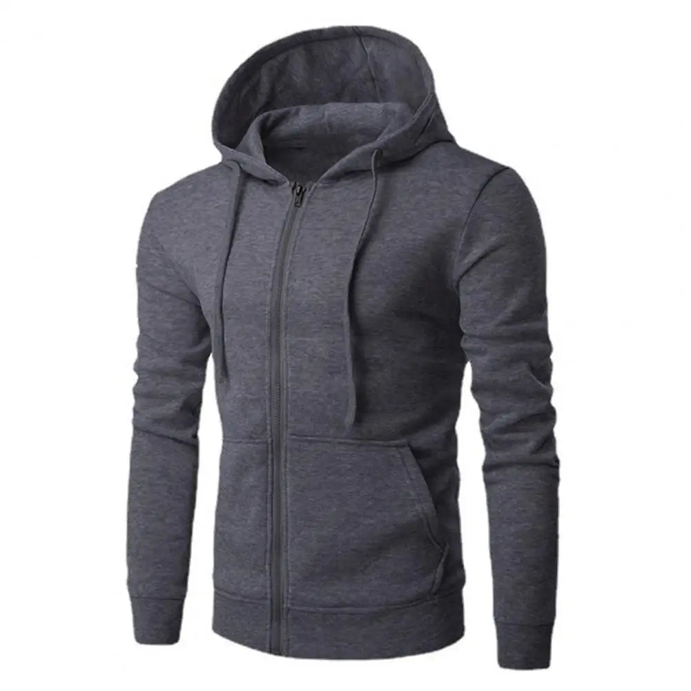 Men's Slim Fit Zip-Up Sport Hoodie with Adjustable Drawstring Hood - Perfect for Active Lifestyle