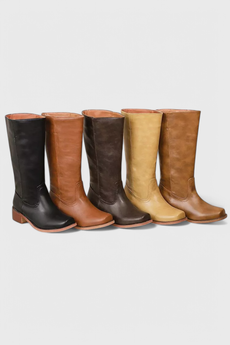 Stylish Women's Knee High Boots with Stacked Heel & Classic Round Toe - Perfect for Every Occasion