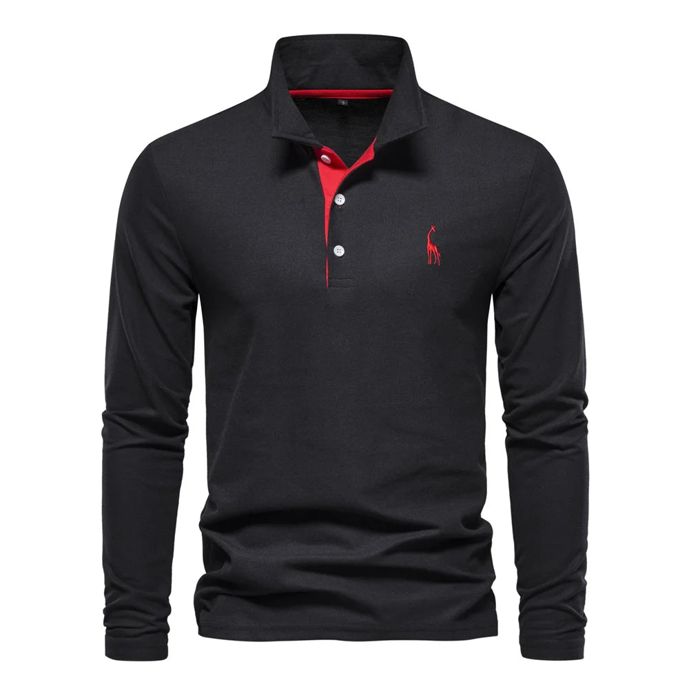 Men's Long Sleeve Polo Jumper - Stylish Button Placket & Classic Collar - Comfortable & Versatile Knitwear