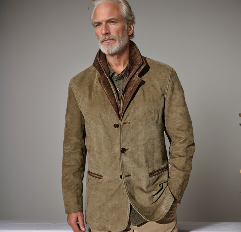 Men's Vintage Leather-Look Coat - Classic Tailored Fit, Stylish & Timeless Outerwear