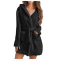 Cozy Women's Fluffy Hooded Bathrobe - Soft, Warm & Stylish Loungewear