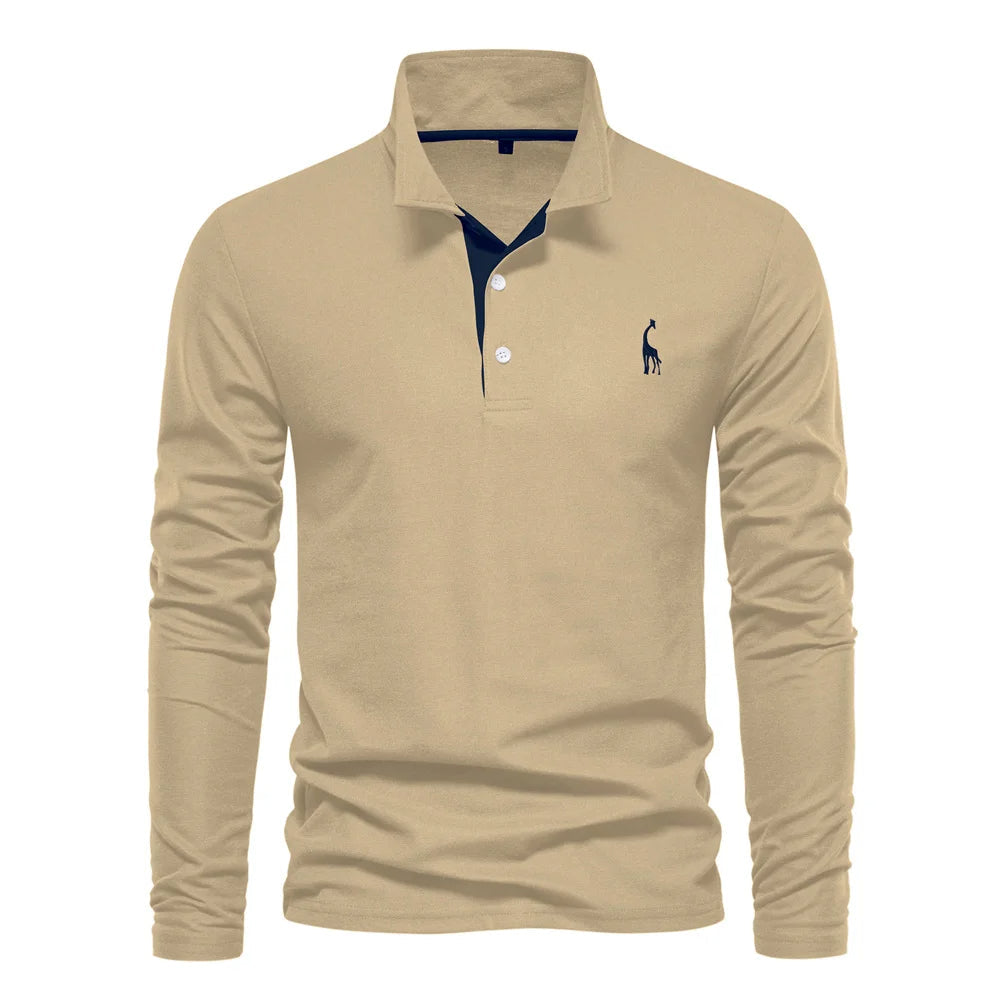 Men's Long Sleeve Polo Jumper - Stylish Button Placket & Classic Collar - Comfortable & Versatile Knitwear