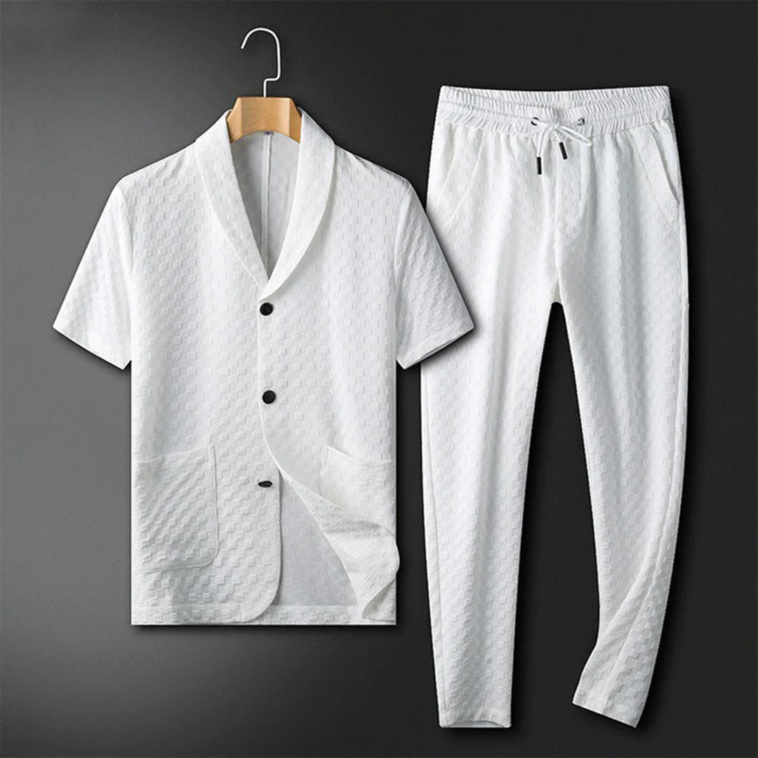 Cotton-Blend Casual Set with Drawstring Trousers