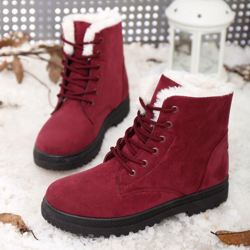 Cozy Faux Fur Lined Lace-Up Winter Ankle Boots for Women