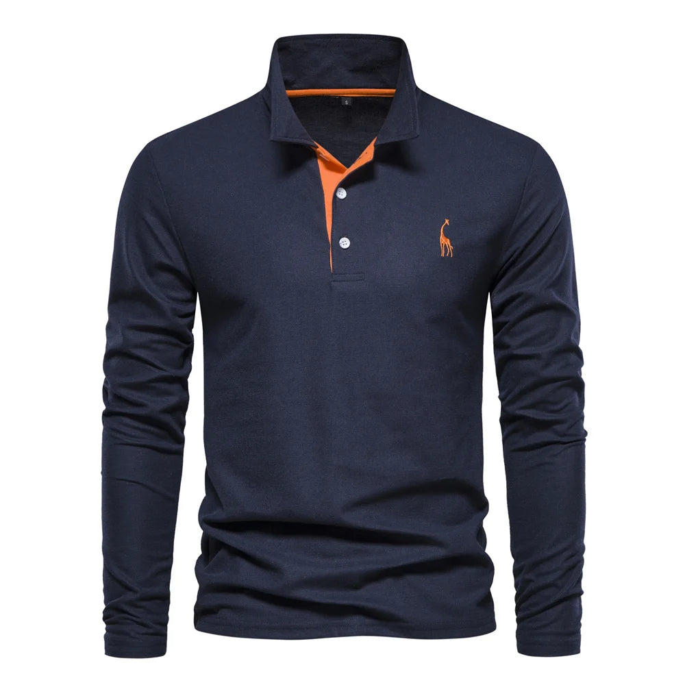 Men's Long Sleeve Polo Jumper - Stylish Button Placket & Classic Collar - Comfortable & Versatile Knitwear