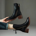 Stylish Women's Zip-Up Ankle Boots with Block Heel & Chic Side Zipper Detail - Perfect for Any Occasion