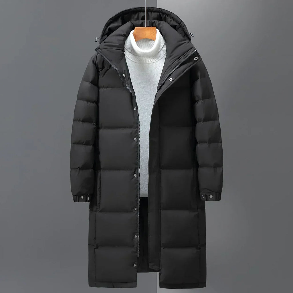 Adrian Men's Long Hooded Down Puffer Jacket - Ultimate Winter Warmth & Style