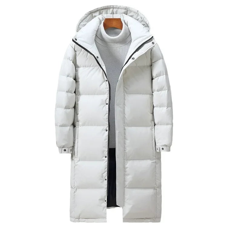Adrian Men's Long Hooded Down Puffer Jacket - Ultimate Winter Warmth & Style