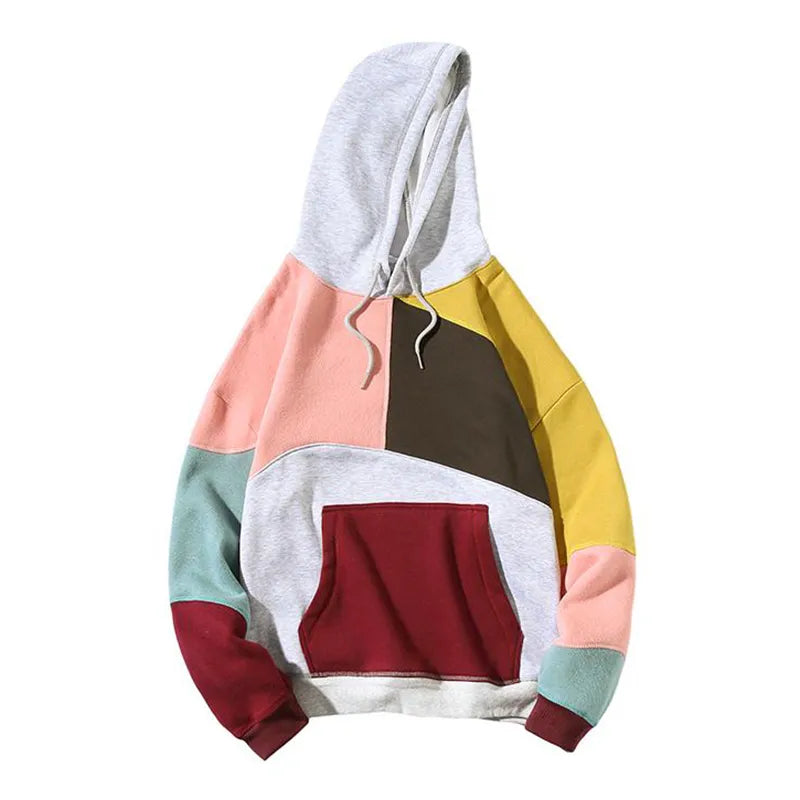 Men's Geometric Colorblock Hoodie with Kangaroo Pocket | Stylish Casual Sweatshirt for Everyday Wear