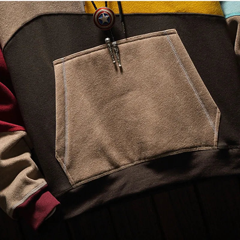 Men's Geometric Colorblock Hoodie with Kangaroo Pocket | Stylish Casual Sweatshirt for Everyday Wear