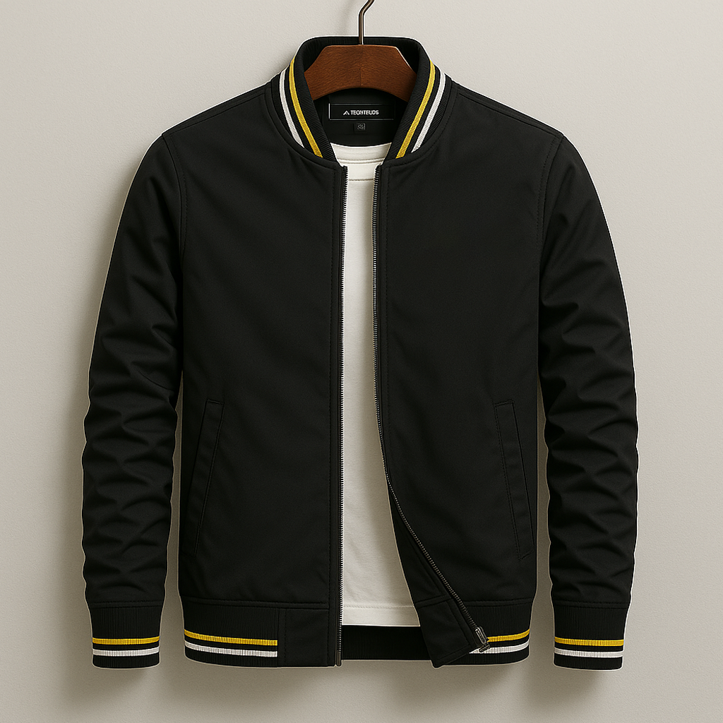 Men's Lightweight Zip-Up Bomber Jacket with Ribbed Trim - Stylish & Comfortable Outerwear for Men