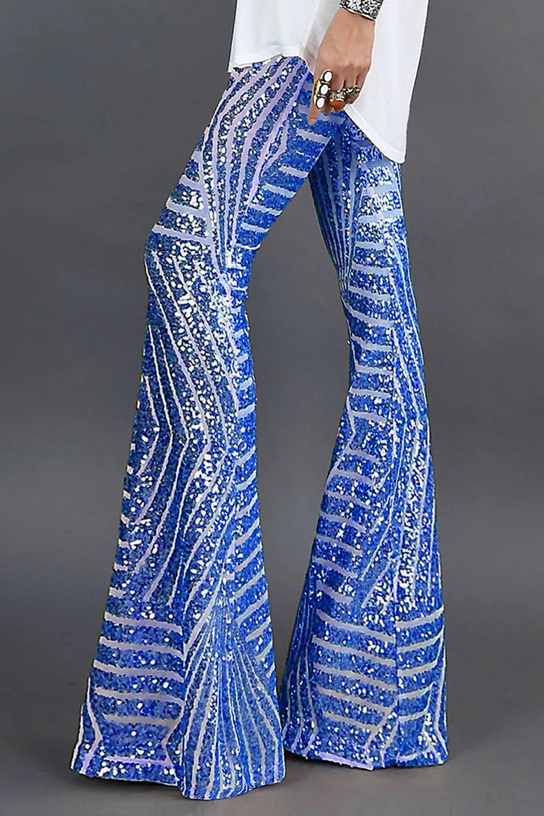 High Waist Sequin Flare Pants