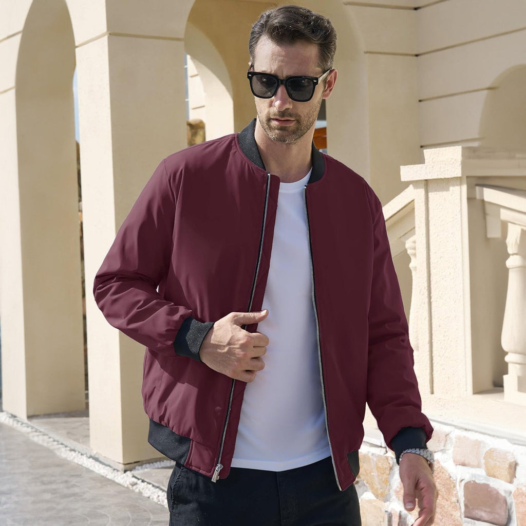 Men's Quilted Winter Bomber Jacket - Windproof Zip-Up Coat for Ultimate Warmth and Style