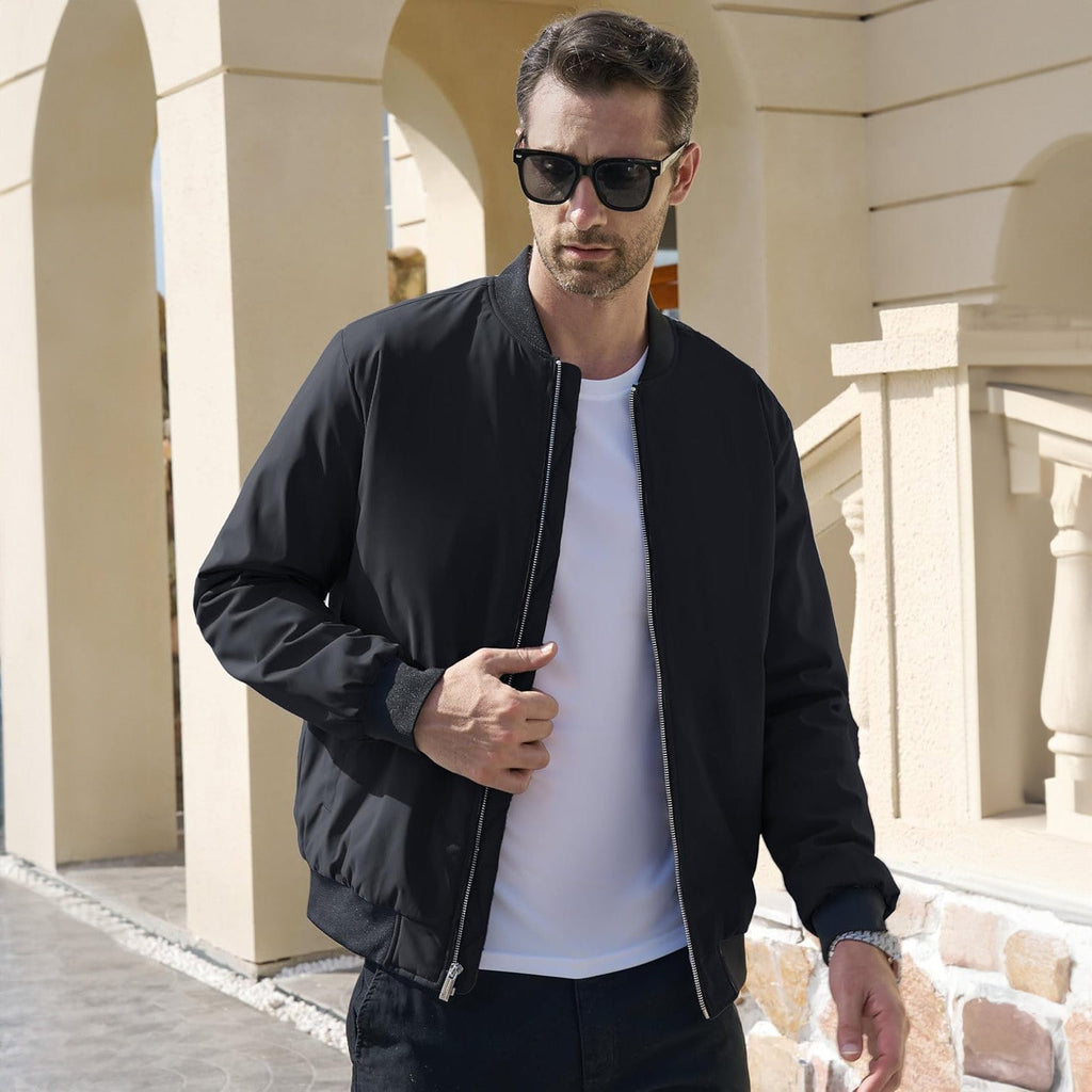 Men's Quilted Winter Bomber Jacket - Windproof Zip-Up Coat for Ultimate Warmth and Style