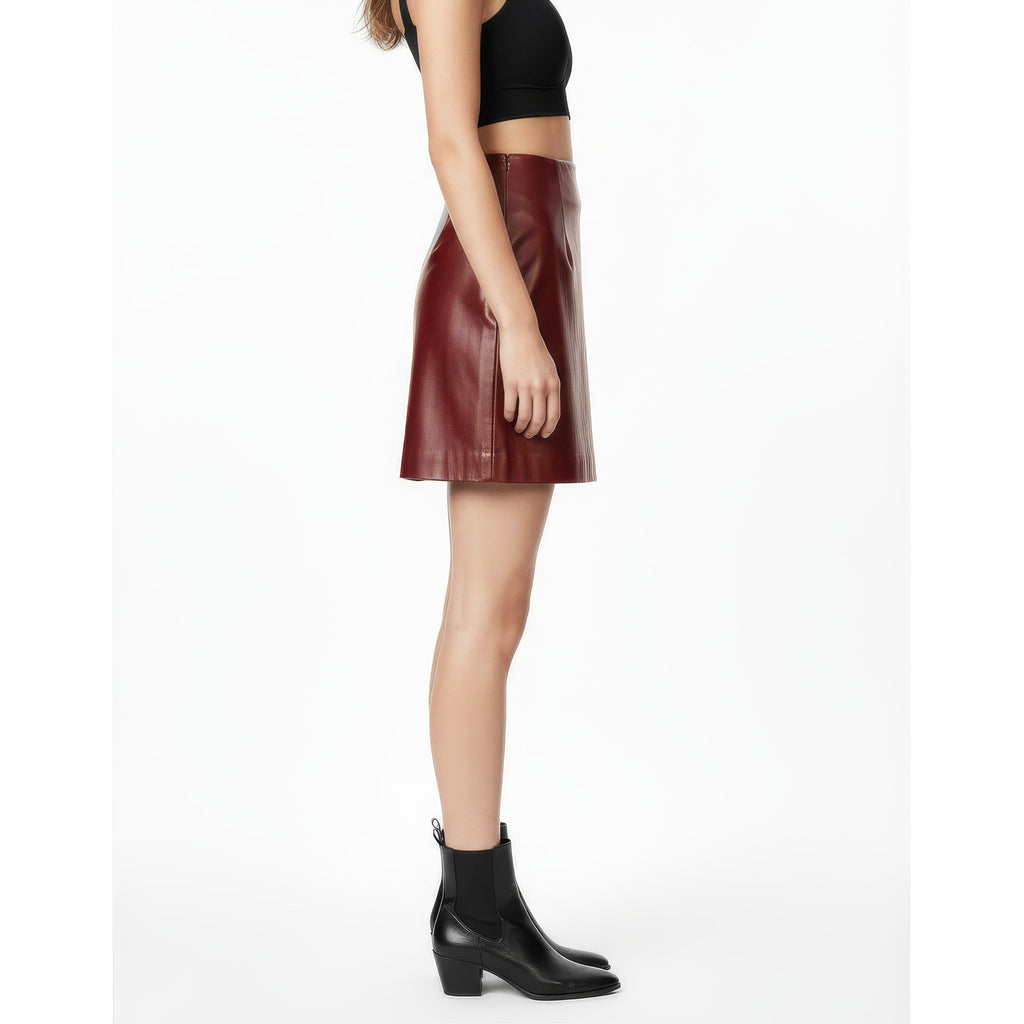 Chic A-Line Real Leather Mini Skirt for Women - High-Rise & Sculpting Fit