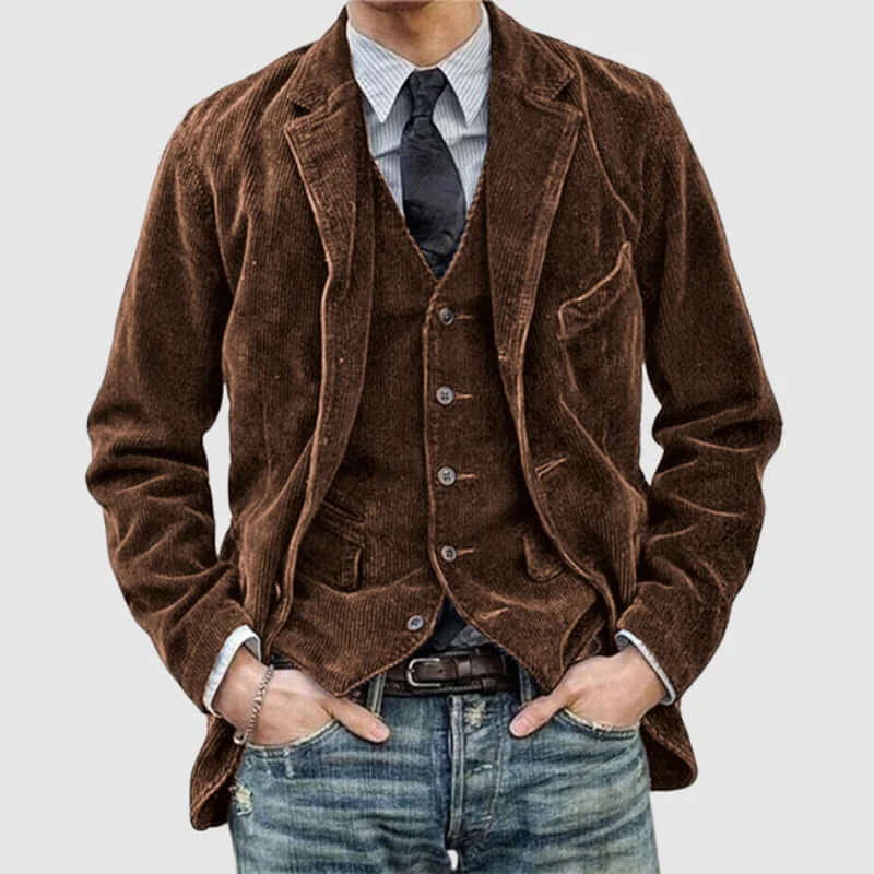 Men's Vintage Corduroy Jacket with Classic Lapel Design - Stylish & Comfortable Outerwear