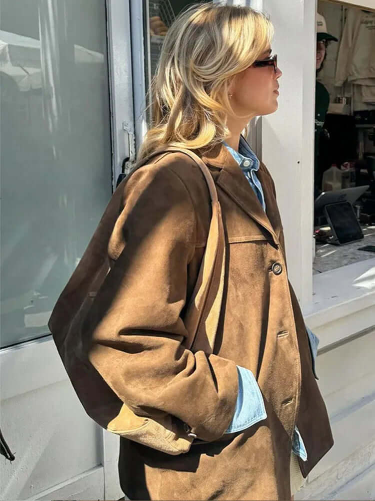 Classic Brown Suede Jacket for Woman | Stylish & Versatile Outerwear