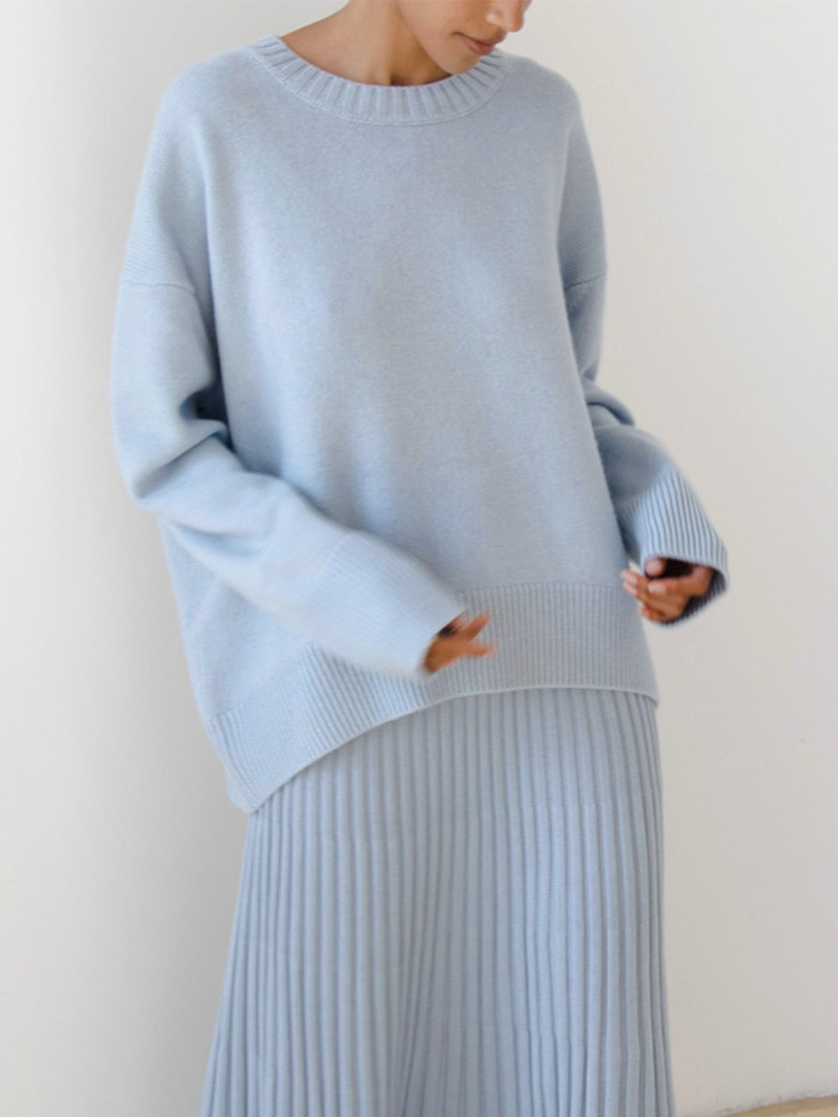 Cozy Candyfloss Oversized Knit Pullover Sweater - Soft Viscose Blend, Casual Style
