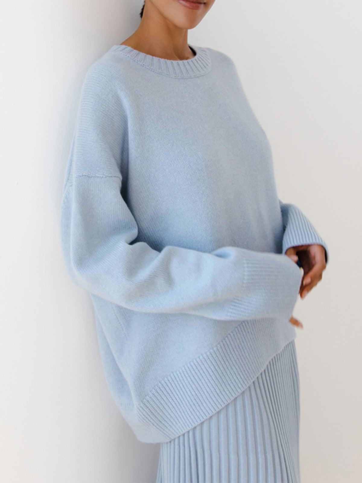 Cozy Candyfloss Oversized Knit Pullover Sweater - Soft Viscose Blend, Casual Style