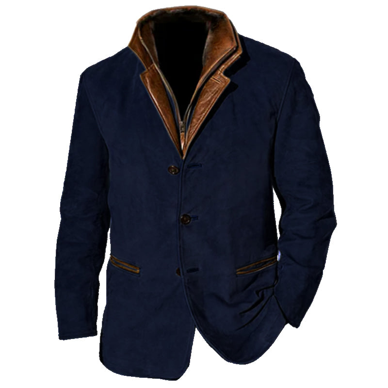 Men's Vintage Leather-Look Coat - Classic Tailored Fit, Stylish & Timeless Outerwear