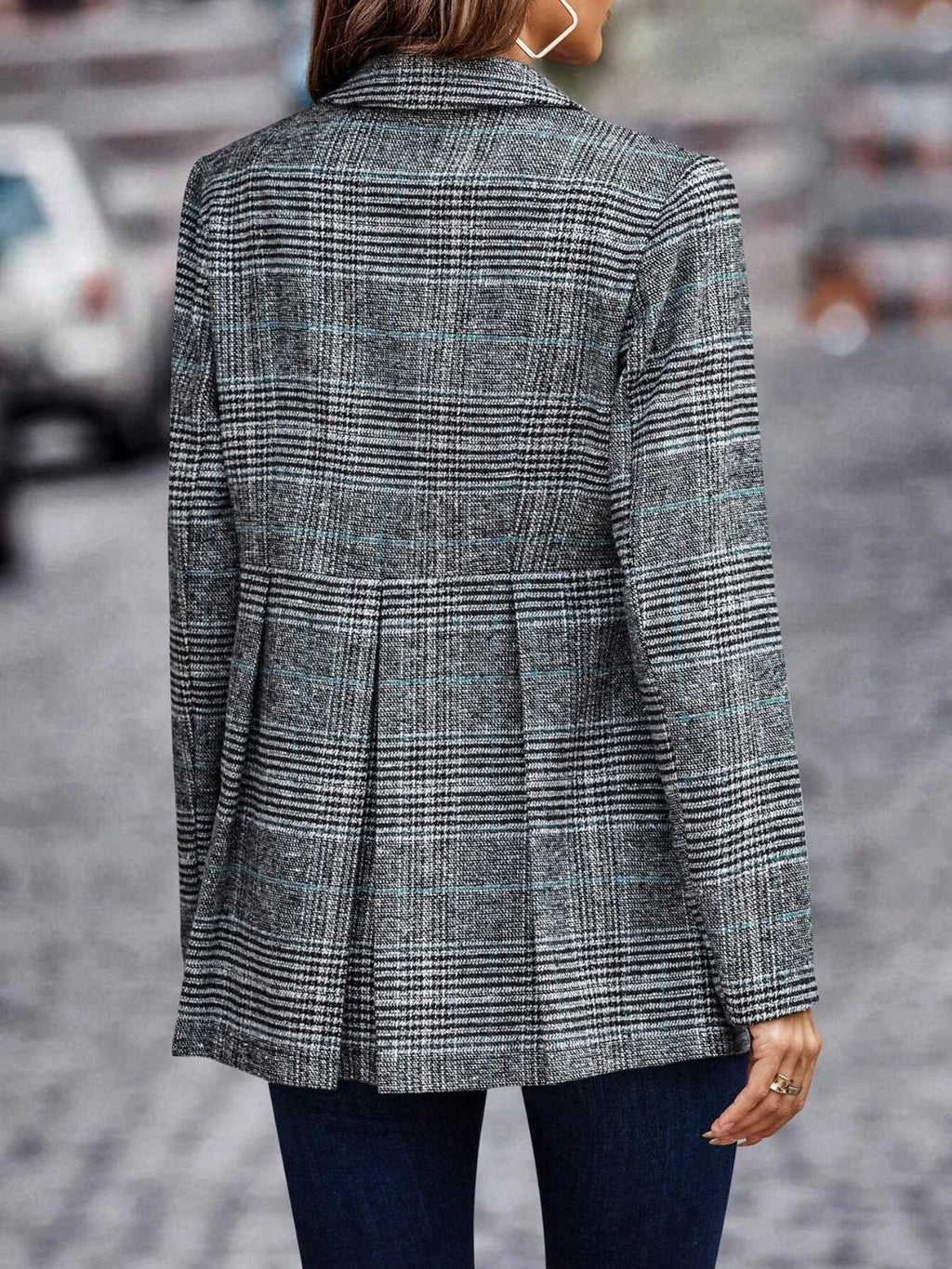 Elegant Tailored Plaid Blazer Jacket for Women | Stylish & Versatile Outerwear