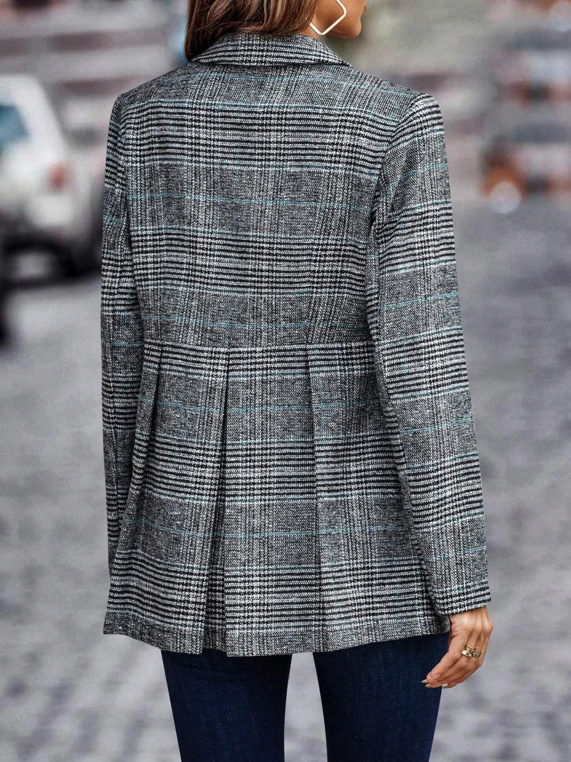 Elegant Tailored Plaid Blazer Jacket for Women | Stylish & Versatile Outerwear