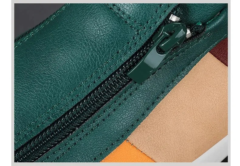 Men's Casual Slip-On Sneakers with Side Zipper & Stylish Contrast Panels - Comfortable Everyday Footwear