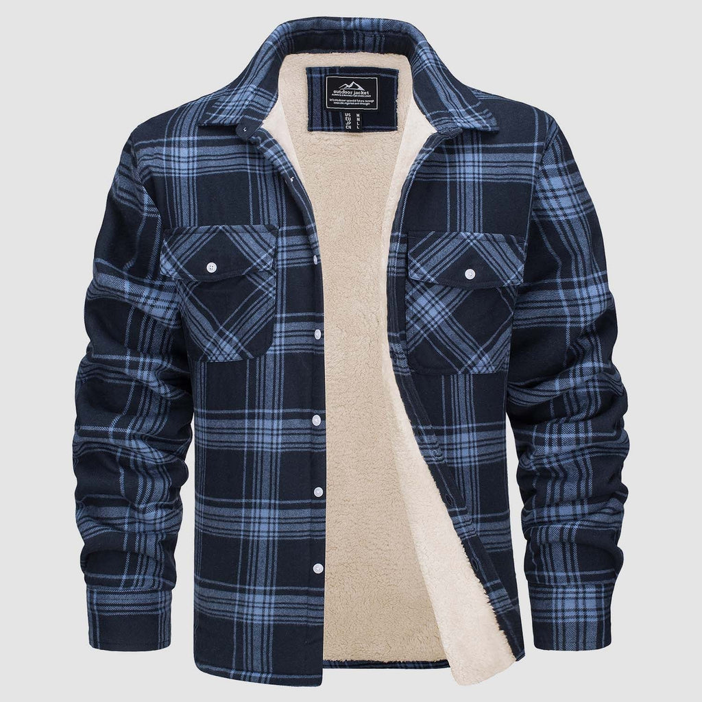 Men's Fleece-Lined Flannel Shirt Jacket - Warm Cotton Winter Coat for Ultimate Comfort