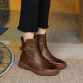 Stylish Women's Mid-Ankle Boots with Side Buckle - Comfortable Flat Sole for All-Day Wear