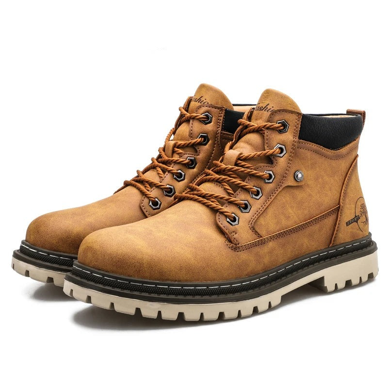 Men's Rugged Lace-Up Ankle Boots with Durable Outsole & Comfort Padded Collar - Perfect for Outdoor Adventures