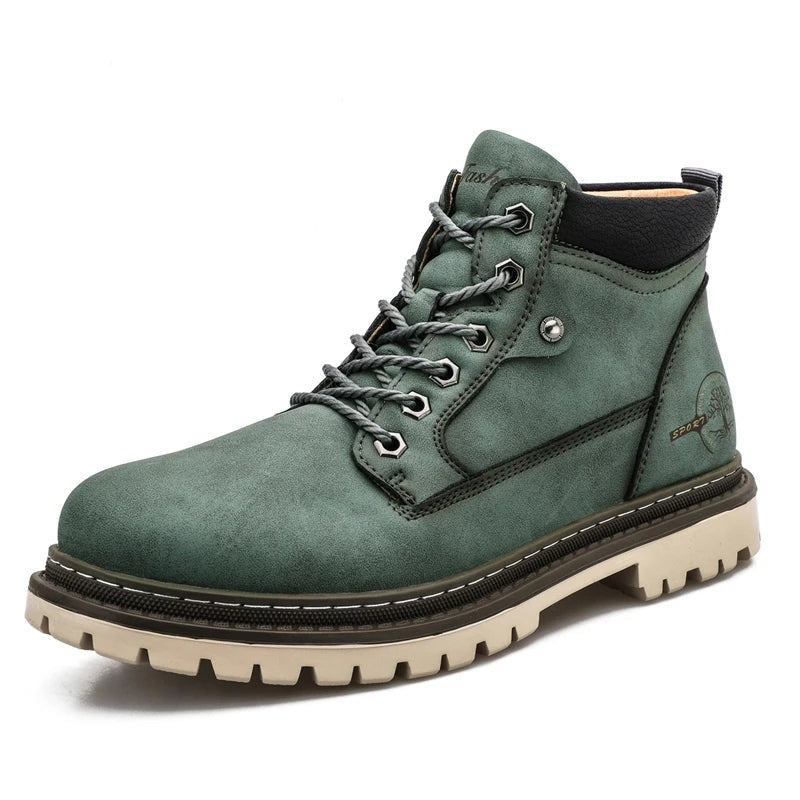Men's Rugged Lace-Up Ankle Boots with Durable Outsole & Comfort Padded Collar - Perfect for Outdoor Adventures