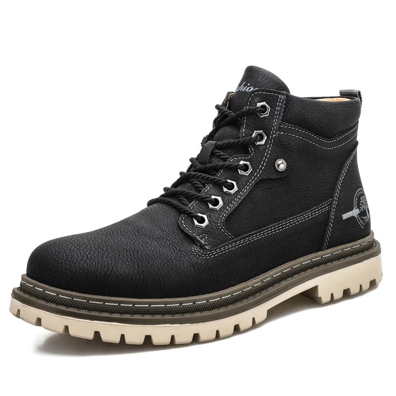 Men's Rugged Lace-Up Ankle Boots with Durable Outsole & Comfort Padded Collar - Perfect for Outdoor Adventures