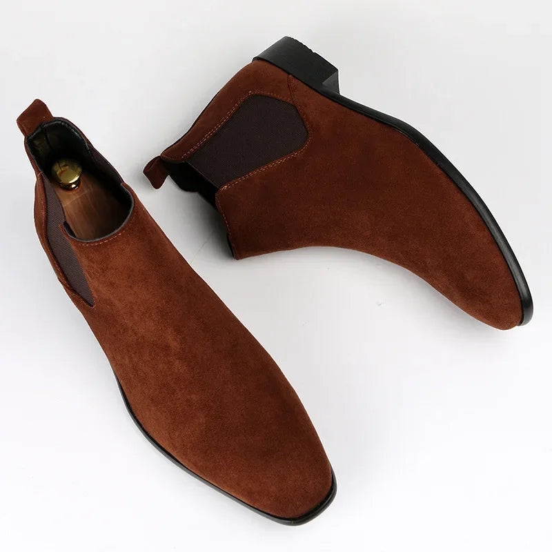 Men's Sleek Pointed Toe Chelsea Boots - Stylish Slip-On Design for Effortless Elegance