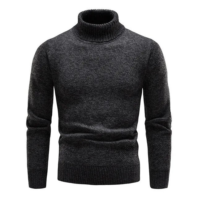 Men's Slim Fit Turtleneck Jumper - Classic Ribbed Collar, Stylish Knit Sweater for Casual & Formal Wear