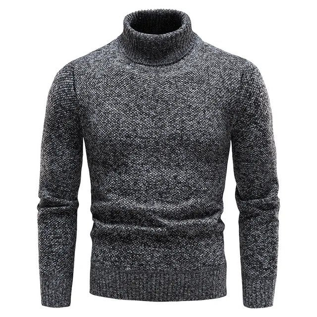Men's Slim Fit Turtleneck Jumper - Classic Ribbed Collar, Stylish Knit Sweater for Casual & Formal Wear