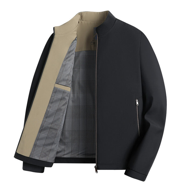 Graham Men's Stylish Windproof Stand-Collar Jacket - Business Casual Autumn Winter Coat
