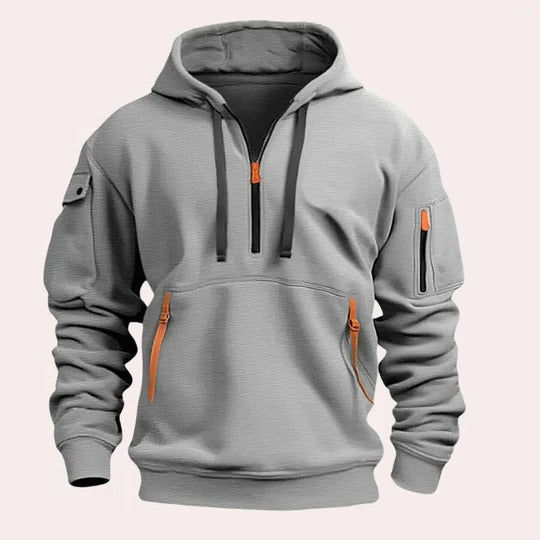 Comfort Fit Men's Pullover Hoodie with Adjustable Drawstring Hood and Front Pocket