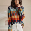 Cashmere Patchwork Turtleneck Sweater