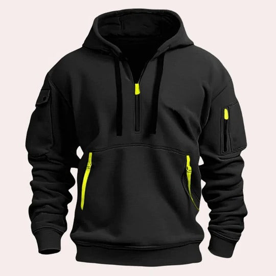 Comfort Fit Men's Pullover Hoodie with Adjustable Drawstring Hood and Front Pocket