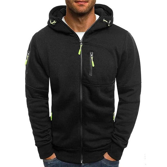Cozy Men's Hooded Long-Sleeve Pullover: Relaxed Fit, Drawstring, Solid Colors