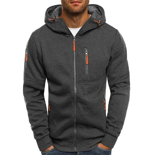 Comfortable Men's Everyday Pullover Hoodie with Adjustable Hood & Front Pocket