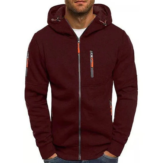 Comfortable Men's Everyday Pullover Hoodie with Adjustable Hood & Front Pocket