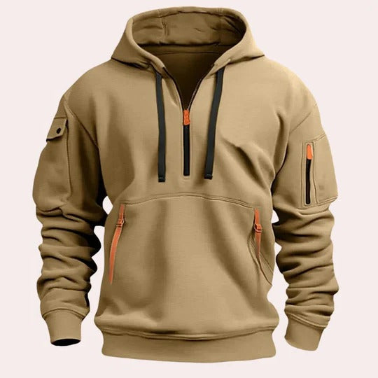 Comfort Fit Men's Pullover Hoodie with Adjustable Drawstring Hood and Front Pocket