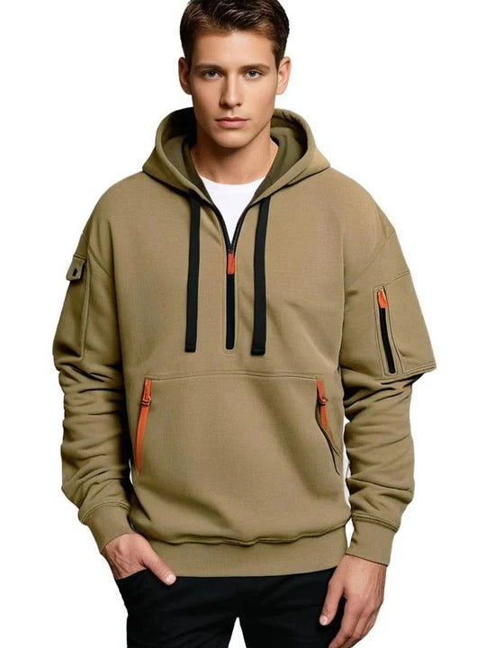 Comfort Fit Men's Pullover Hoodie with Adjustable Drawstring Hood and Front Pocket