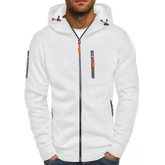Cozy Men's Hooded Long-Sleeve Pullover: Relaxed Fit, Drawstring, Solid Colors