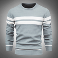 Men's Striped Crew Neck Knitted Jumper - Textured Pattern Sweater for Casual Style